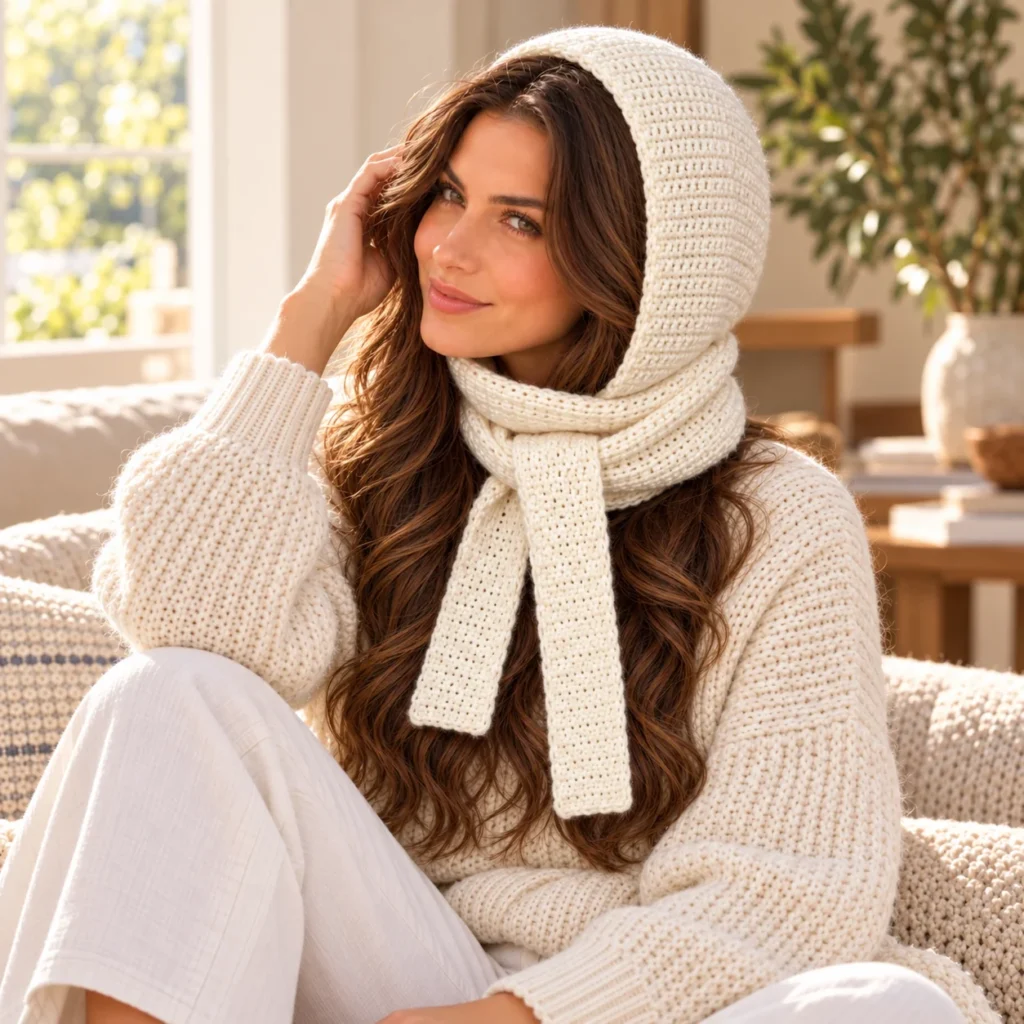 Kylie Hood Crochet Pattern PDF | Cozy Hooded Scarf