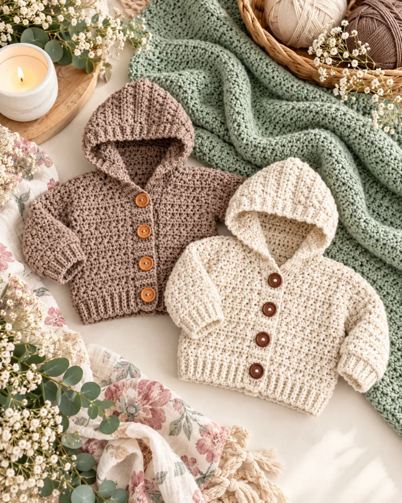 Baby Star Stitch Cardigan Crochet Pattern PDF