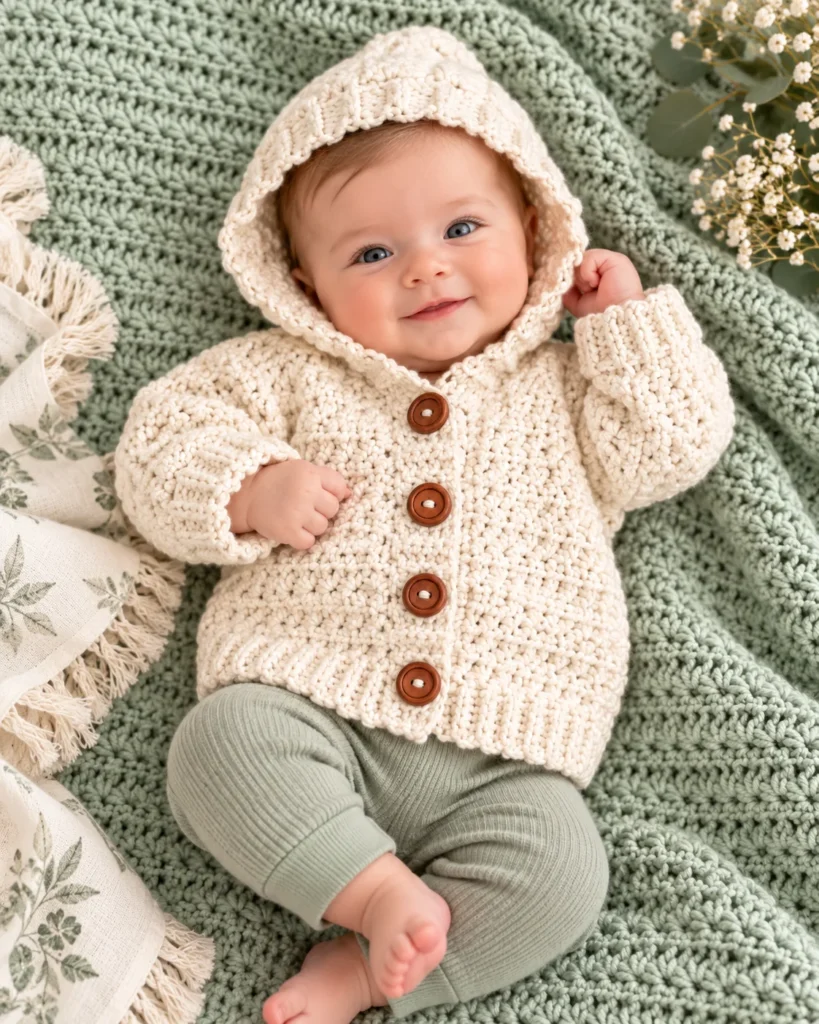 Baby Star Stitch Cardigan Crochet Pattern PDF