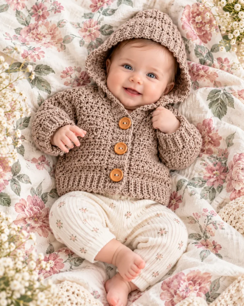 Baby Star Stitch Cardigan Crochet Pattern PDF