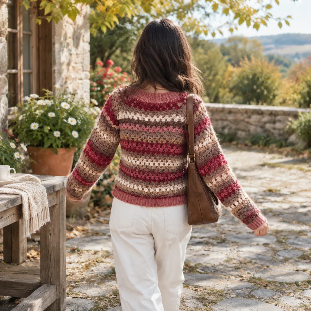 Granny Stitch Crochet Sweater Pattern PDF | Easy Top-Down Pullover | Sizes XS–5X